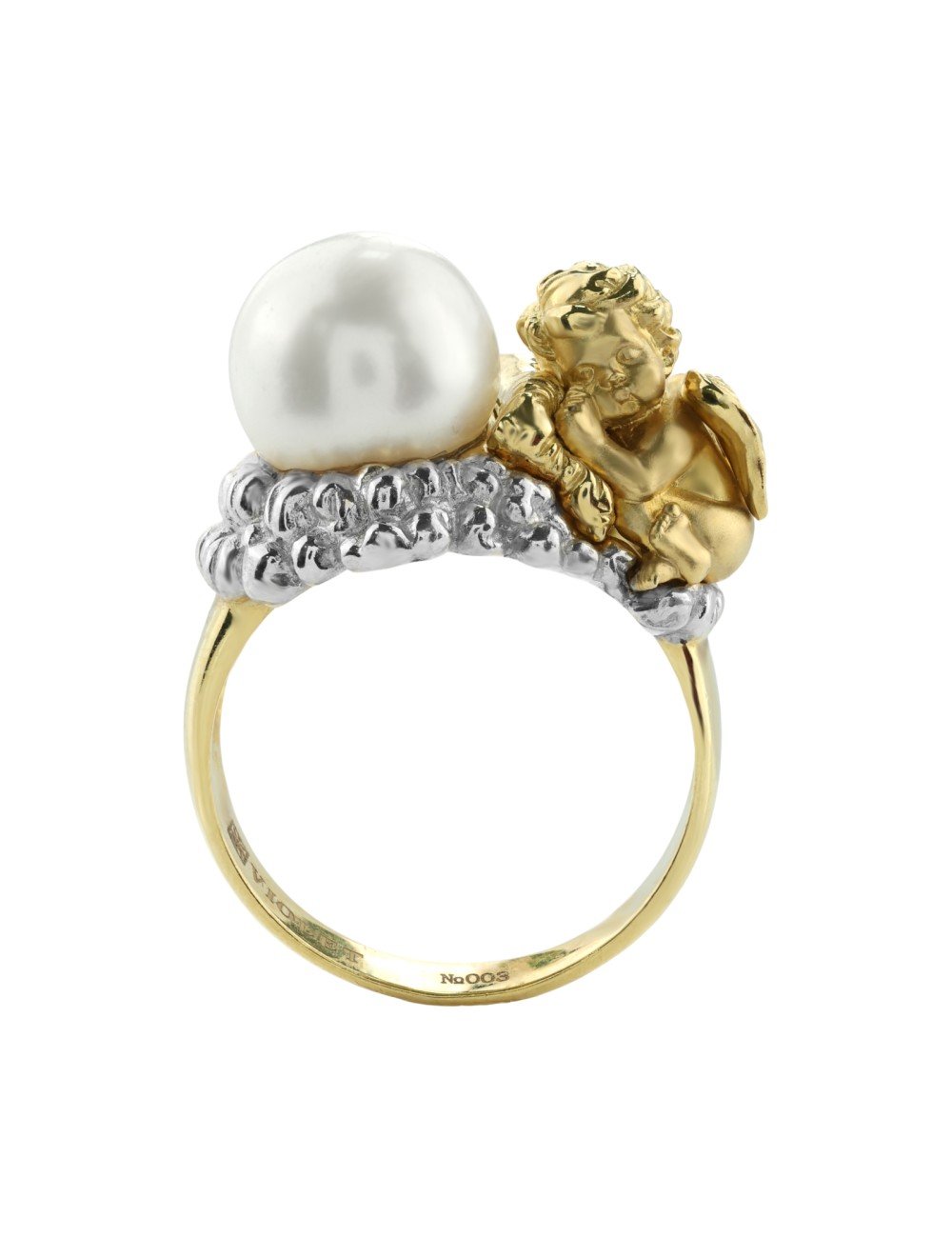 Кольцо из лимонного золота c жемчугом