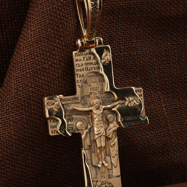 Крест из красного золота 585 пробы