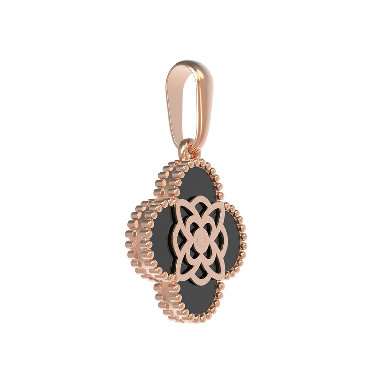 Подвеска из красного золота 585 пробы c бриллиантами и ониксом