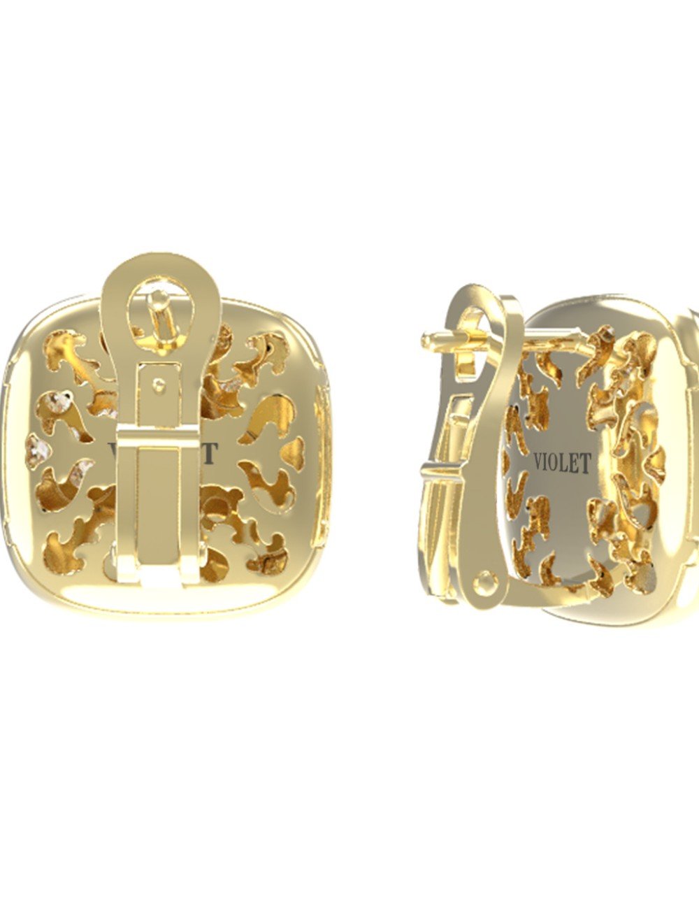 Серьги из лимонного золота c бриллиантами и перламутром