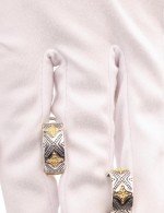 Серьги из серебра и золота c рубином