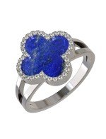 Кольцо из белого золота c бриллиантами и лазуритом