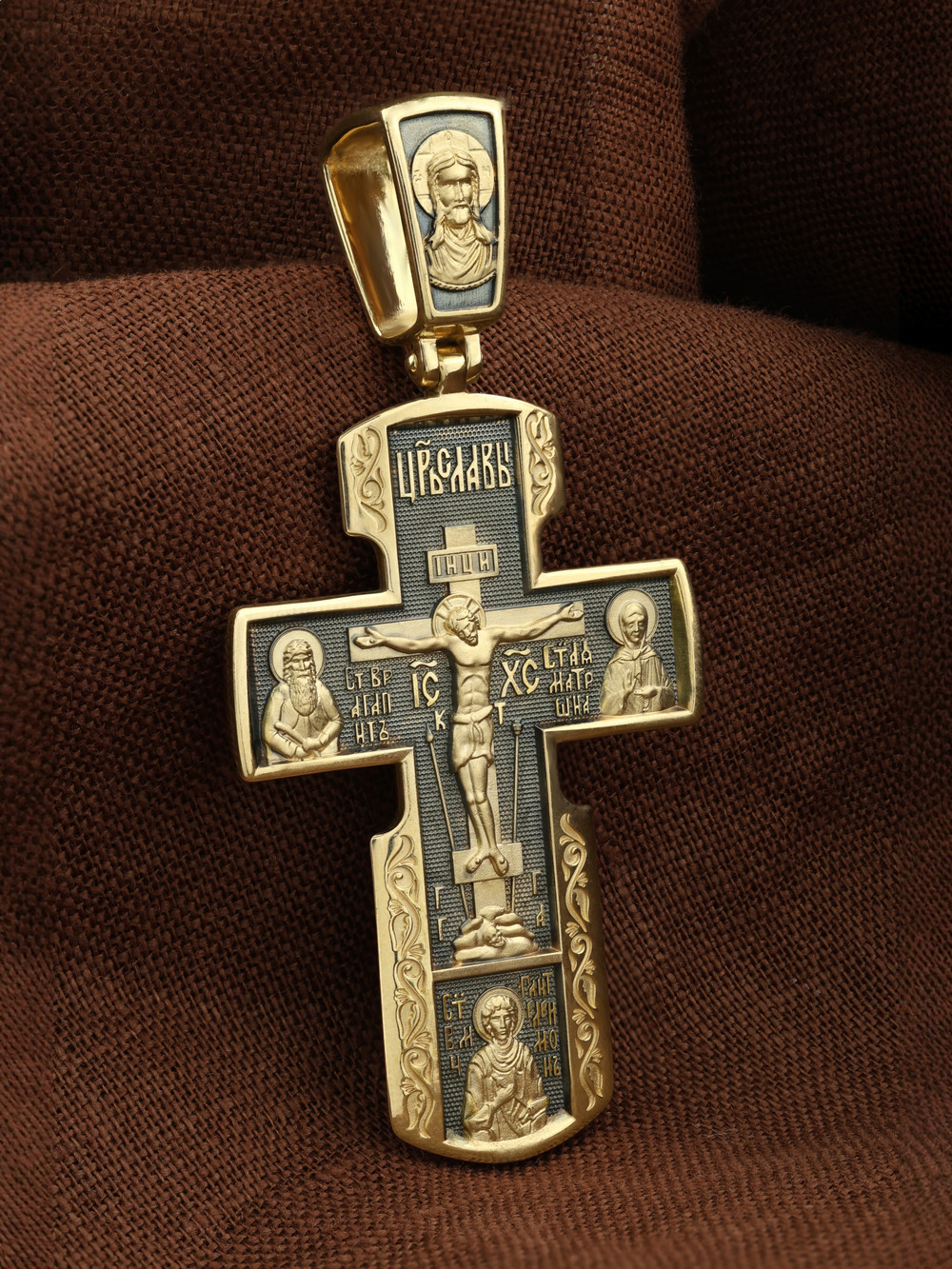 Крест из лимонного золота 585 пробы