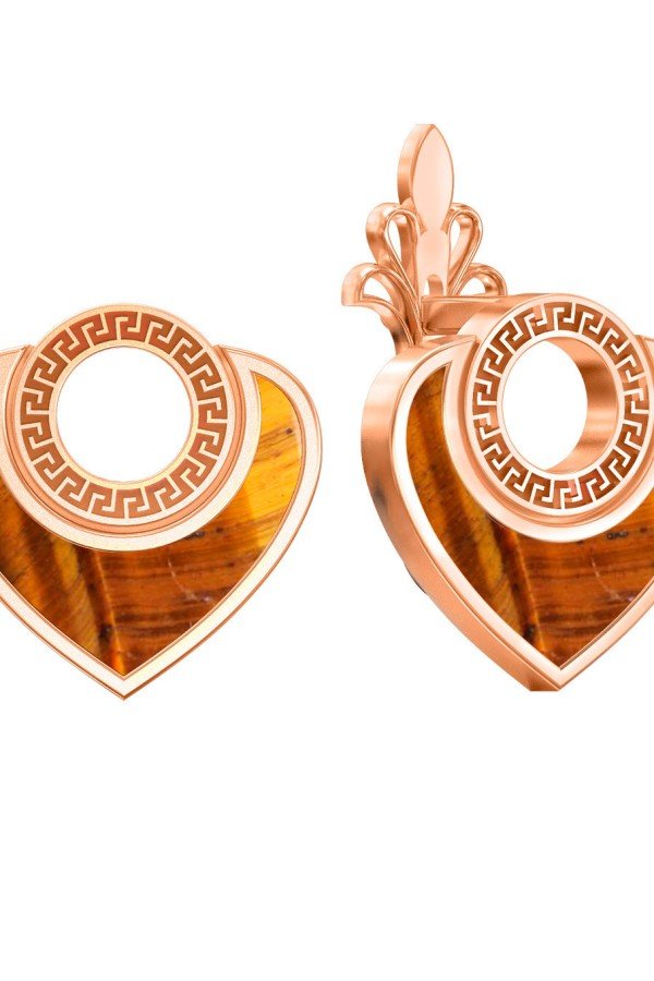 Серьги из золота c тигровым глазом