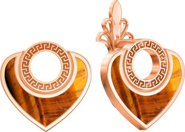 Серьги из золота c тигровым глазом