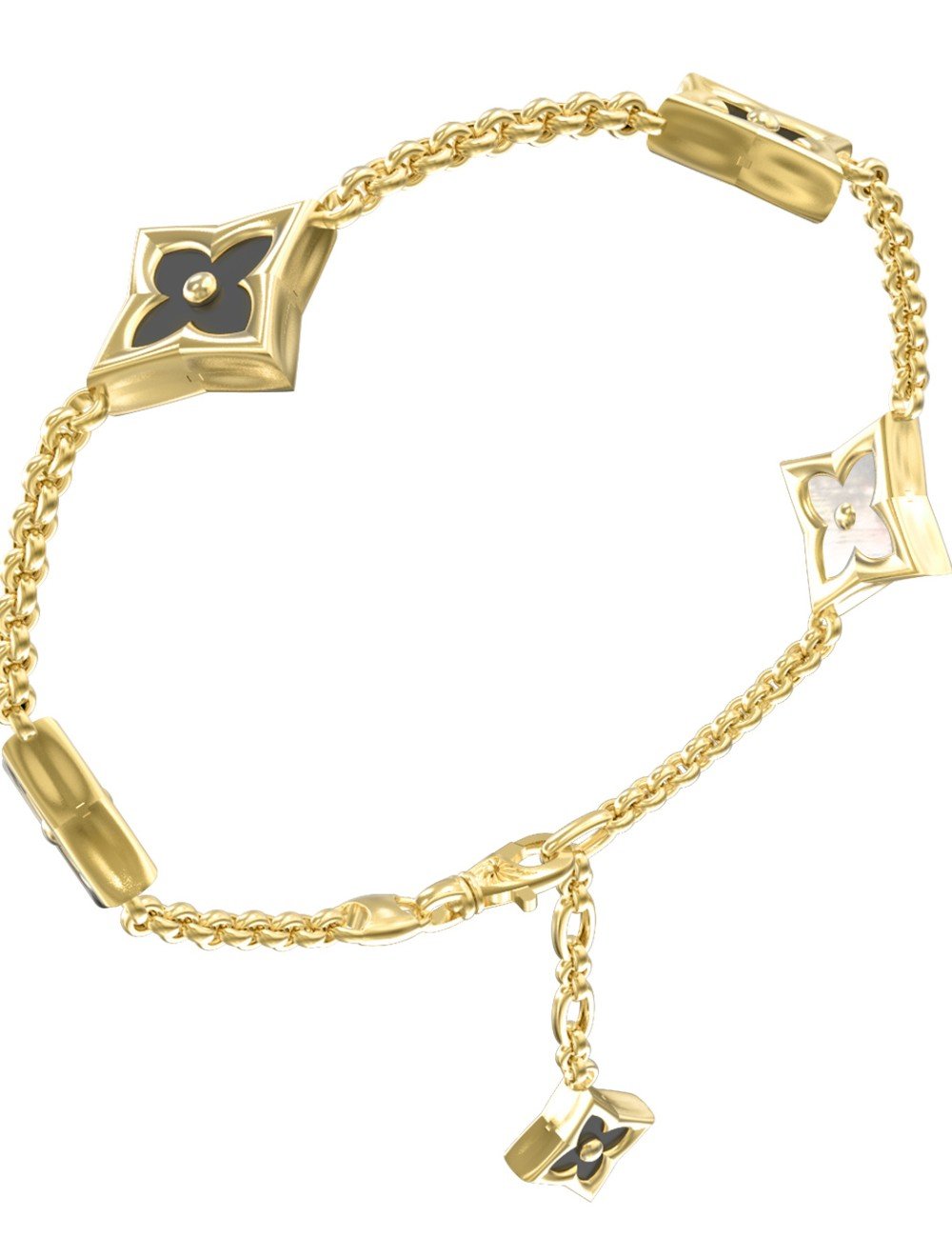 Браслет из лимонного золота c ониксом и перламутром