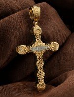 Крест из лимонного золота c эбеновым деревом