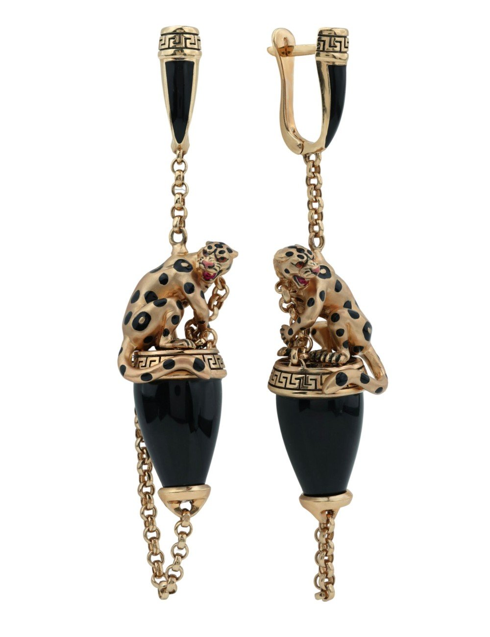 Серьги из золота c эмалью и ониксом