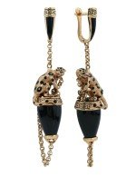 Серьги из золота c эмалью и ониксом