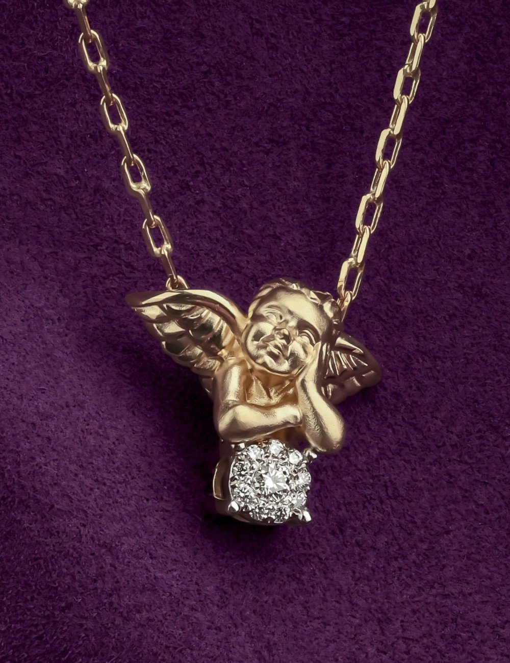 Колье из лимонного золота c бриллиантами