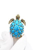 Кольцо из лимонного золота c эмалью и бирюзой