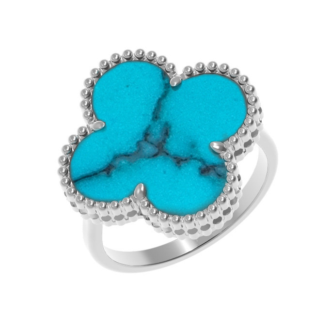 Кольцо из белого золота 585 пробы c бирюзой