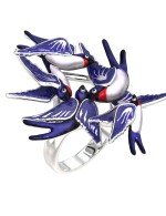 Кольцо из белого золота c эмалью