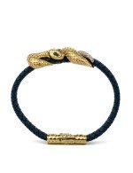 Браслет из лимонного золота c бриллиантами, изумрудом и кожаным шнурком