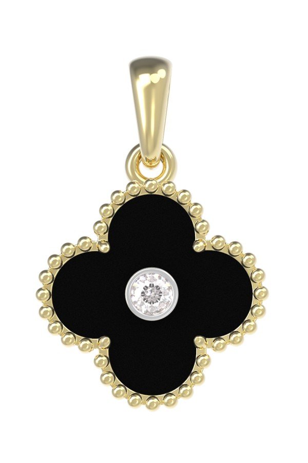 Подвеска из лимонного золота c бриллиантами и ониксом