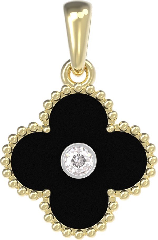 Подвеска из лимонного золота c бриллиантами и ониксом