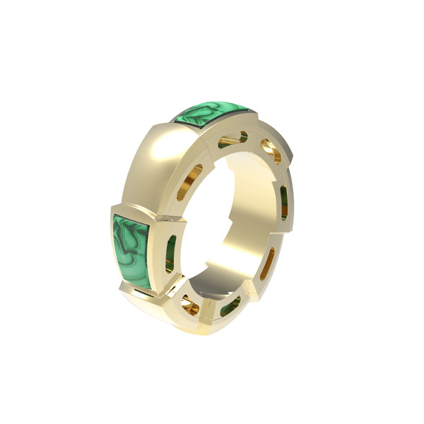 Подвеска из лимонного золота 585 пробы c малахитом