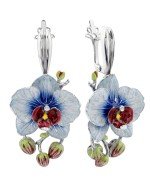 Серьги из белого золота 585 пробы c эмалью