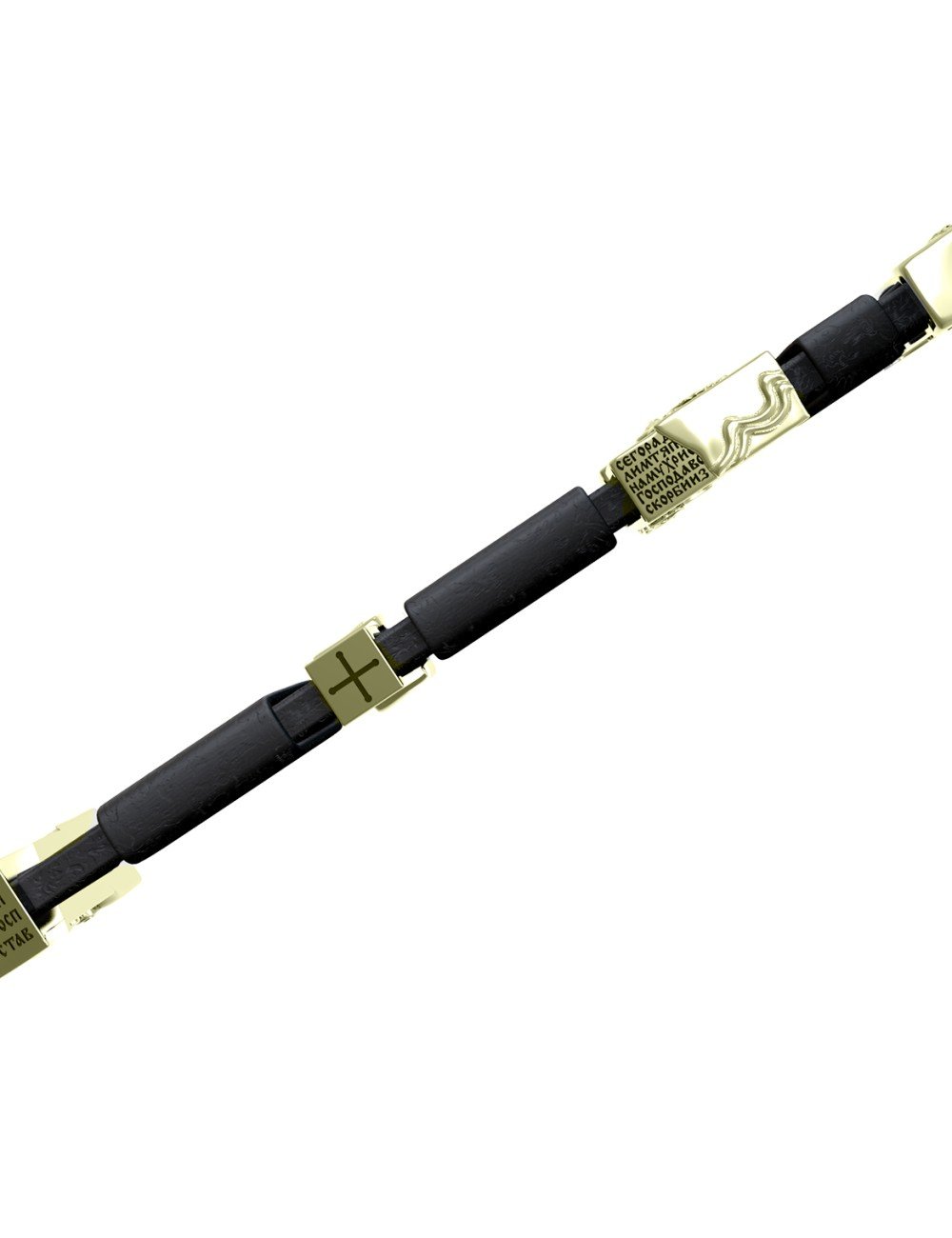 Браслет из зелёного золота c кожаным шнурком