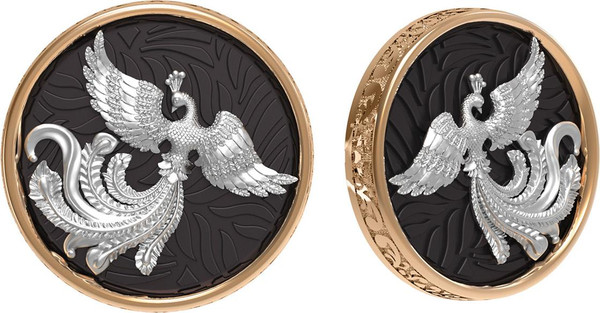 Серьги из красного золота 585 пробы c эбеновым деревом