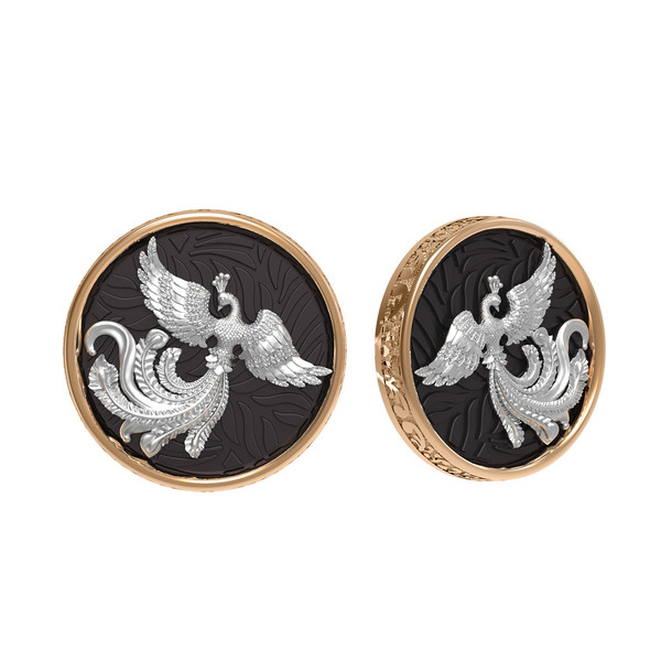 Серьги из красного золота 585 пробы c эбеновым деревом