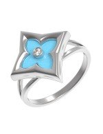 Кольцо из белого золота c бриллиантами и бирюзой