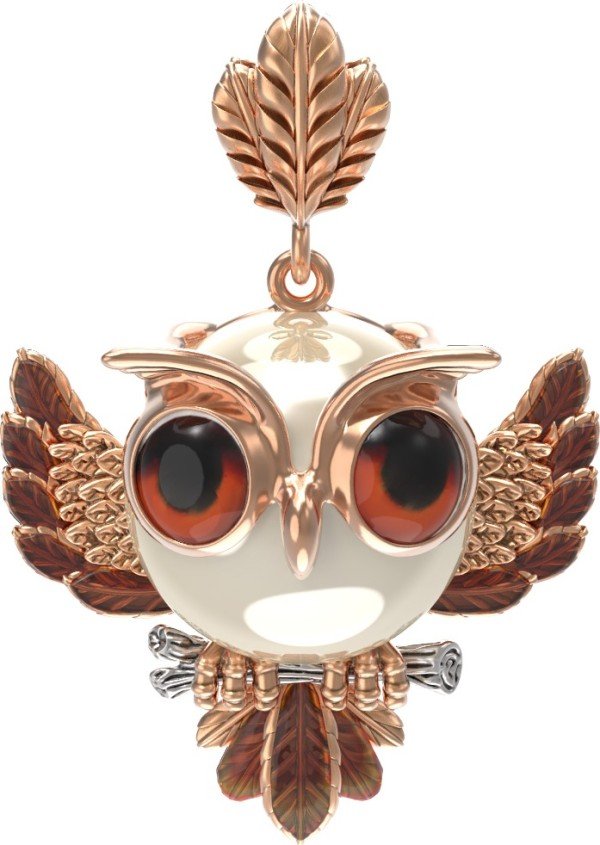 Подвеска из золота c эмалью и жемчугом