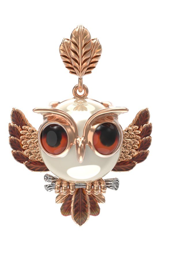 Подвеска из золота c эмалью и жемчугом