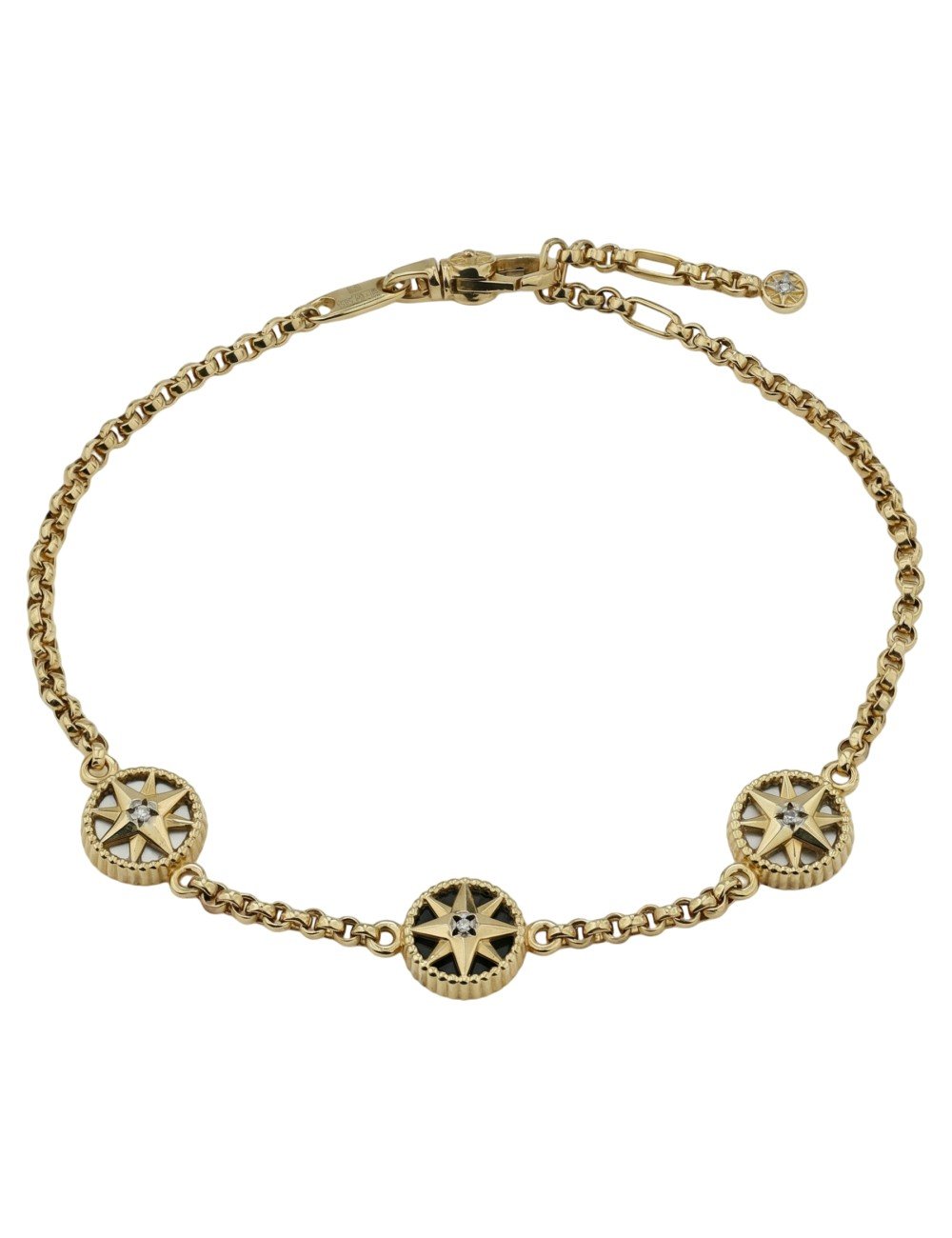 Браслет из лимонного золота c бриллиантами, ониксом и перламутром