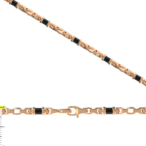 Цепь из красного золота 585 пробы c ониксом
