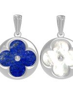 Подвеска из белого золота c лазуритом и перламутром