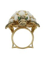 Кольцо из лимонного золота c эмалью и бивнем мамонта