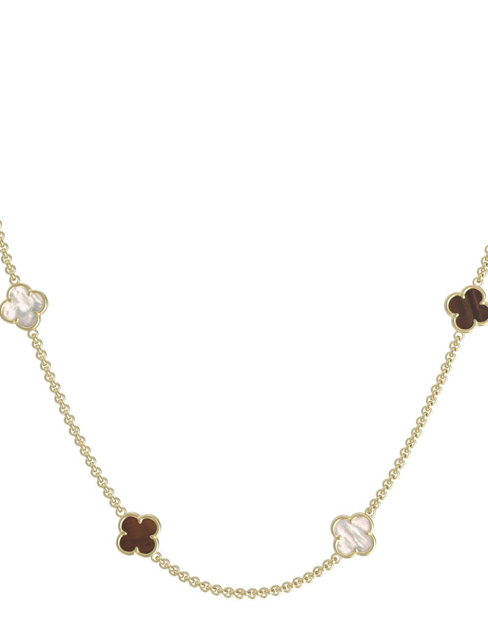 Колье из лимонного золота c тигровым глазом и перламутром