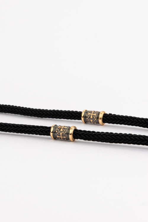 Цепь-шнурок шелк из красного золота 585 пробы c шёлковым шнурком