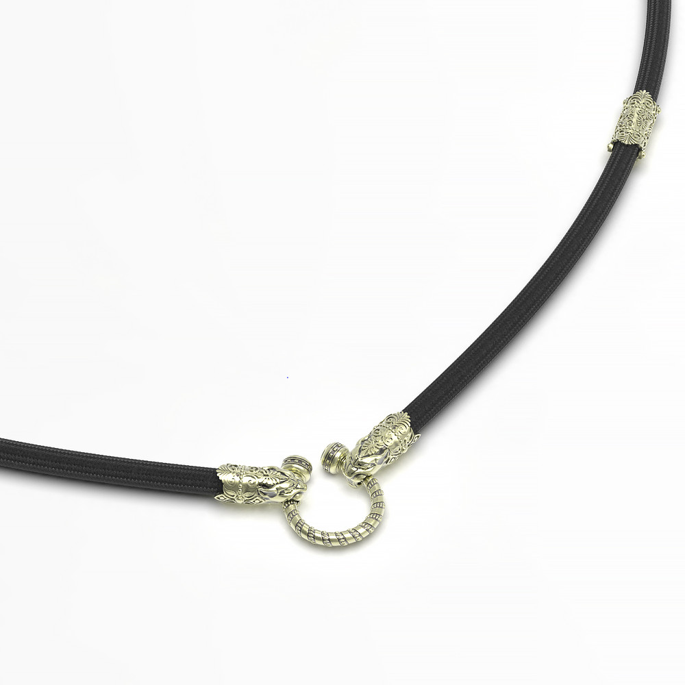 Цепь-шнурок шелк из зелёного золота 585 пробы c шёлковым шнурком