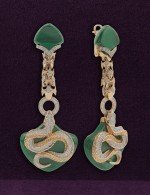 Серьги из золота 585 пробы c бриллиантами и малахитом