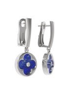 Серьги из белого золота c бриллиантами и лазуритом