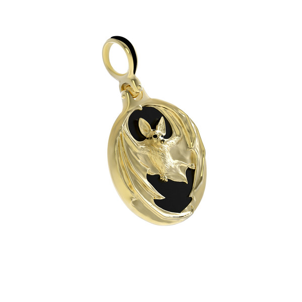 Подвеска из лимонного золота 585 пробы c эмалью и ониксом