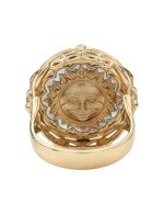 Кольцо из золота c ониксом и перламутром