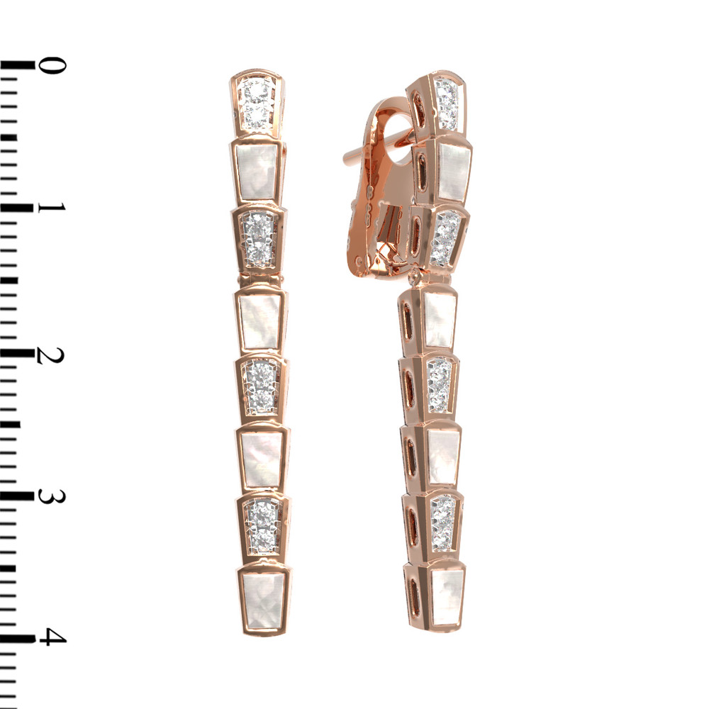 Серьги из красного золота 585 пробы c бриллиантами и перламутром