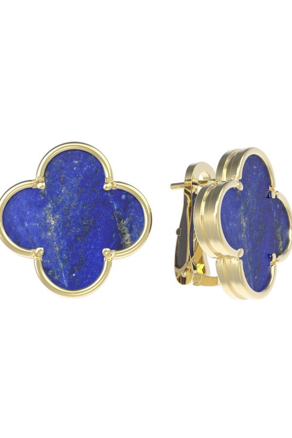 Серьги из лимонного золота c лазуритом