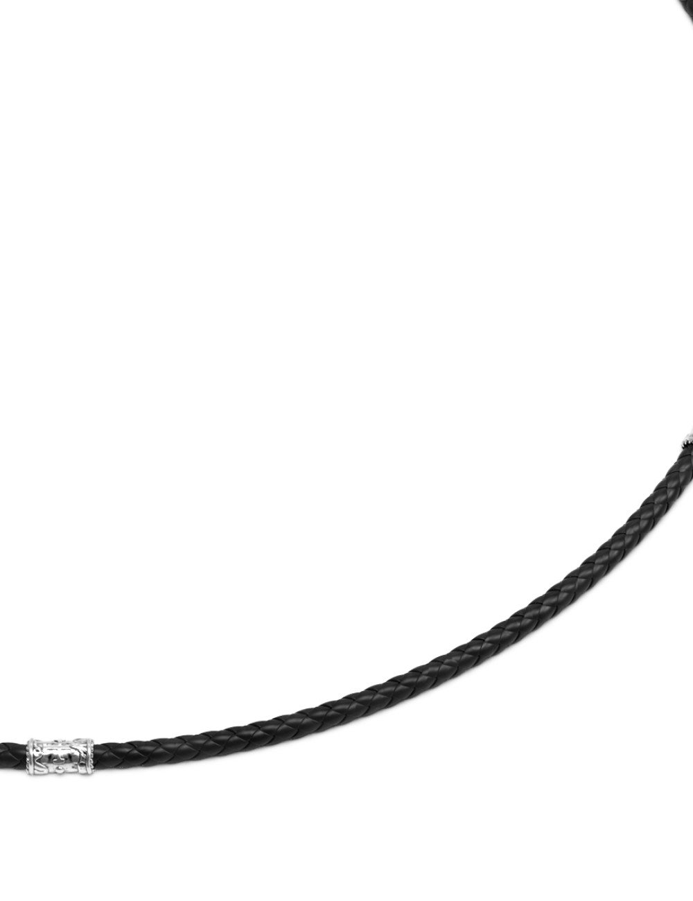 Гайтан из белого золота c кожаным шнурком