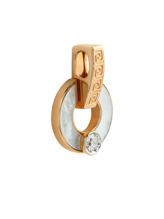 Подвеска из красного золота 585 пробы c бриллиантами и перламутром