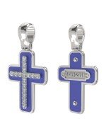 Крест из белого золота c эмалью и бриллиантами