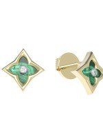 Серьги из лимонного золота c бриллиантами и малахитом