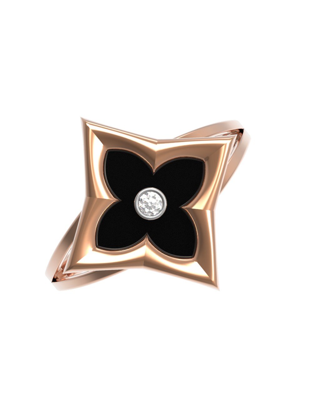 Кольцо из золота c бриллиантами и ониксом