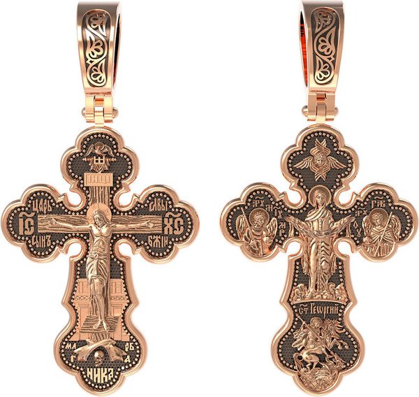 Крест из красного золота 585 пробы