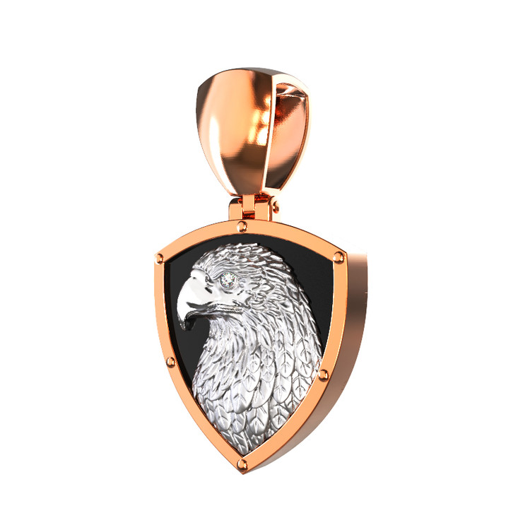 Подвеска из красного золота 585 пробы c бриллиантами и ониксом