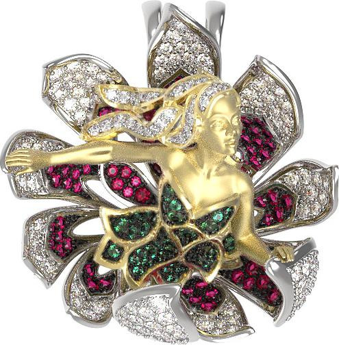 Подвеска из белого золота 585 пробы c фианитом