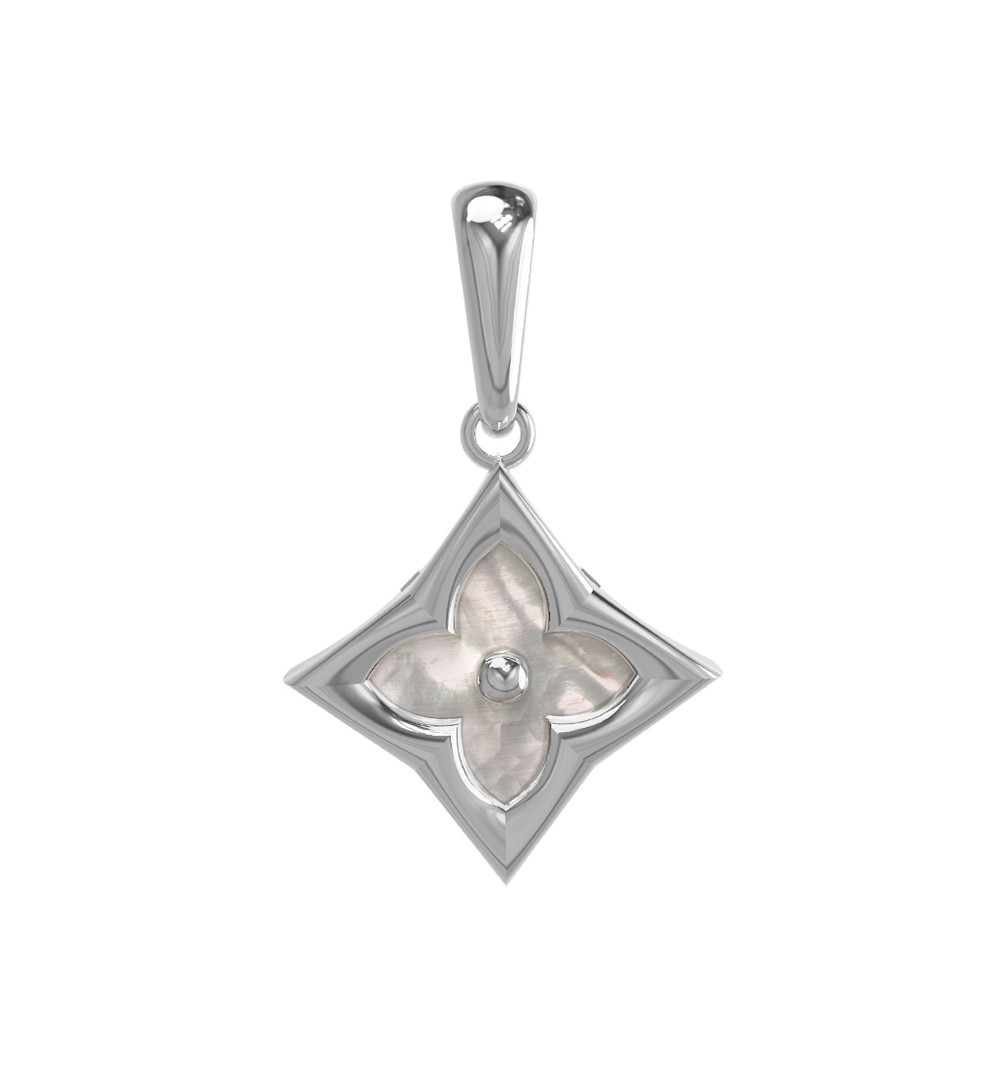 Подвеска из белого золота 585 пробы c перламутром